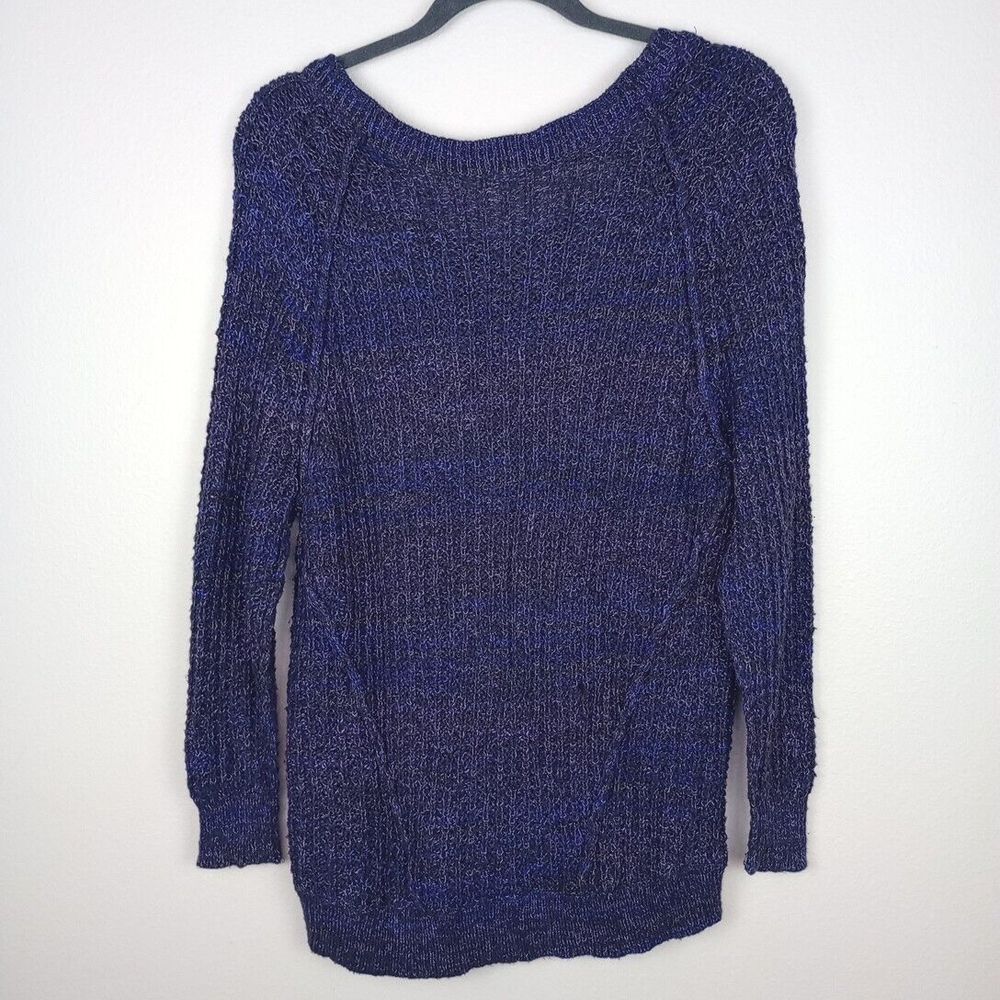 FREE PEOPLE  Woman’s  Size SP Purple Cable knit Long Sleeve Sweater Scoop Neck - Picture 2 of 8
